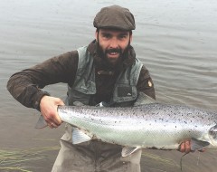Impressions of Salmon Fishing at River Skjern in Denmark. Oliver caught a beautiful 93cm long fresh and pure silver Salmon on 25th of April 2015.